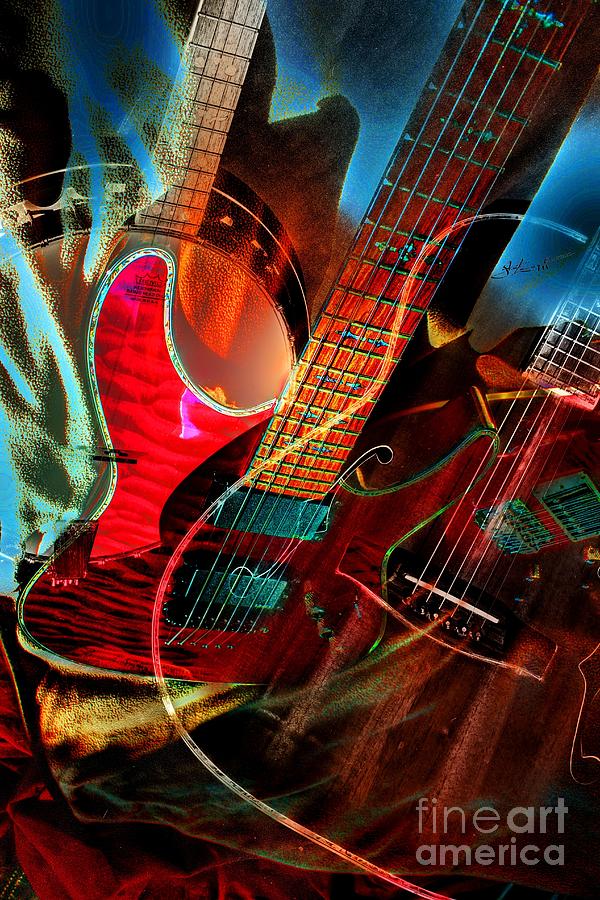 Triple Header Digital Banjo and Guitar Art by Steven Langston Photograph by Steven Lebron Langston