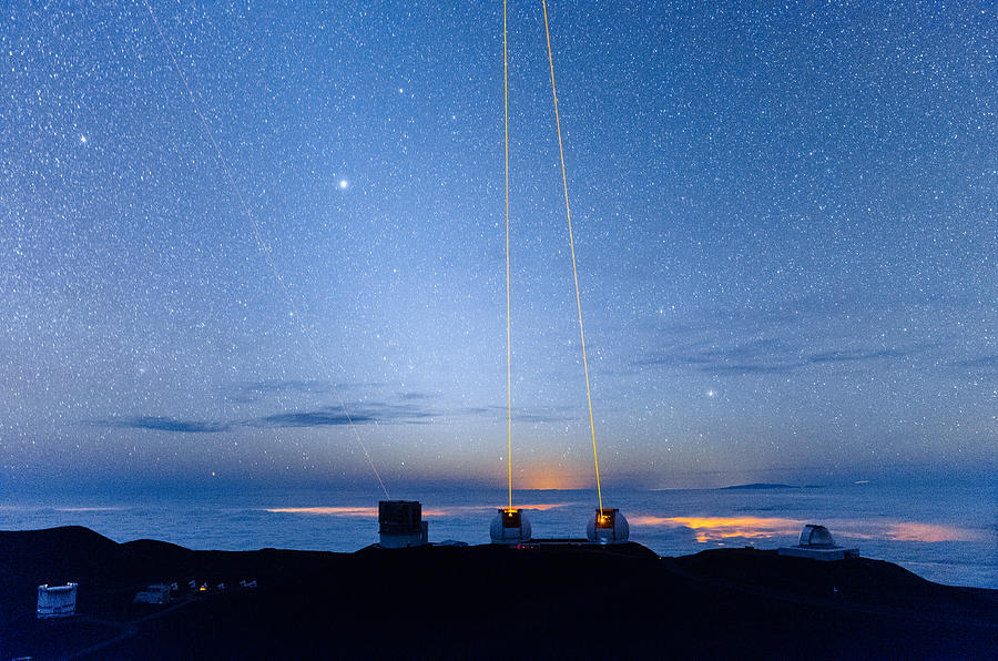 Triple Lasers Over Mauna Kea Observatory 1 Photograph by Jason Chu