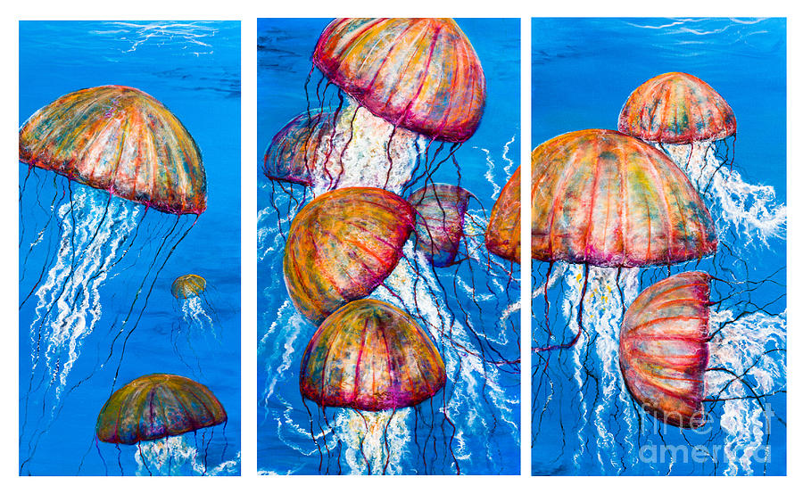 Sea Nettles Painting - Triple Medusa by John Garland Tyson Sea Nettles Painting - Triple Medusa by John Garland Tyson