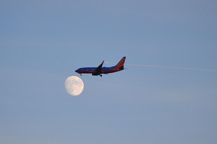 Southwest Airlines Flies To The Moon Photograph by Kelly Reber