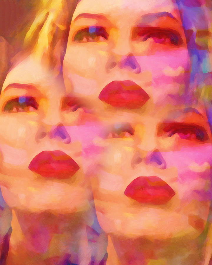 Triple Popface Painting by Lutz Baar