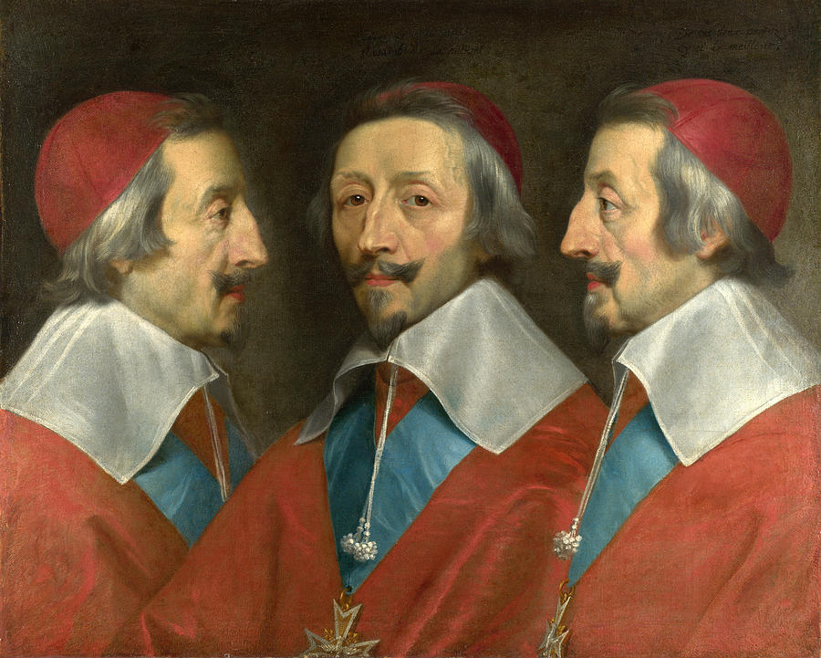 Triple Portrait of Cardinal de Richelieu Painting by Philippe de Champaigne