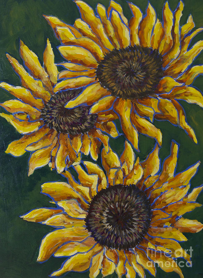 Sunflower Painting - Triple Sunflower by Arthur Witulski