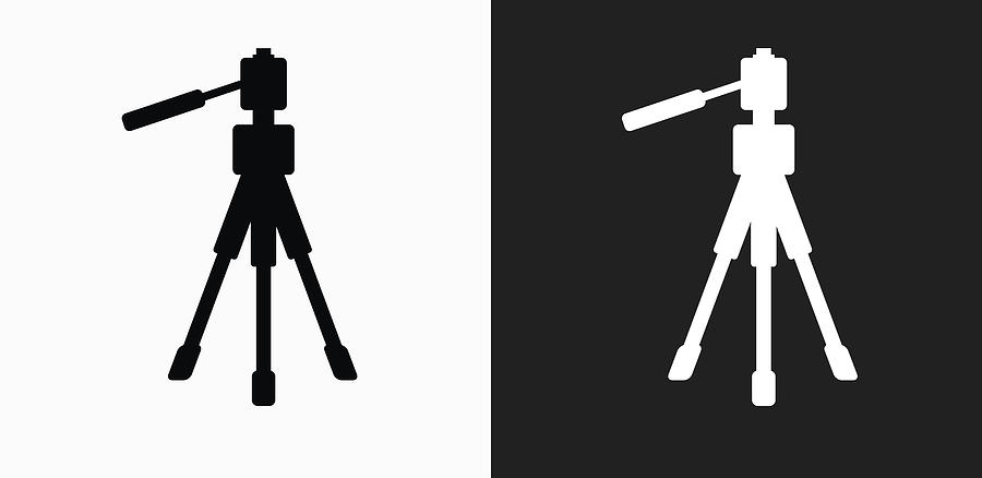 Tripod Icon on Black and White Vector Backgrounds Drawing by Bubaone