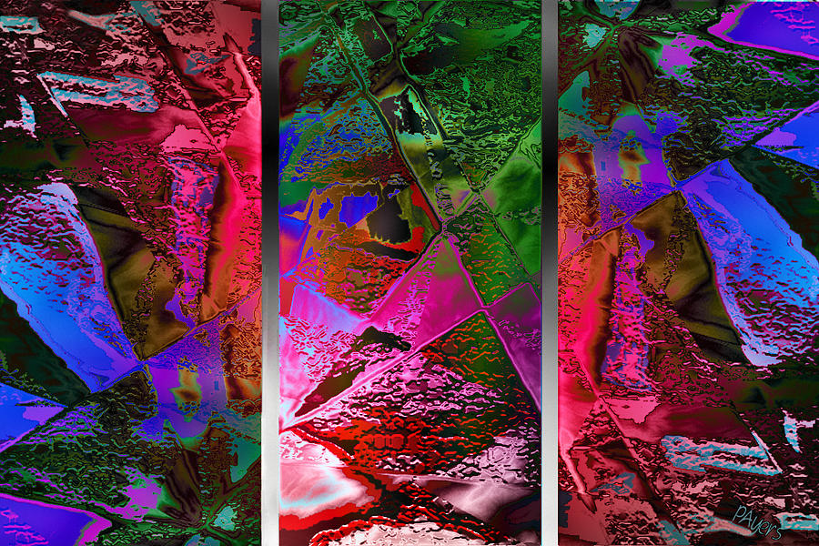 Abstract Digital Art - Triptych Chic by Paula Ayers