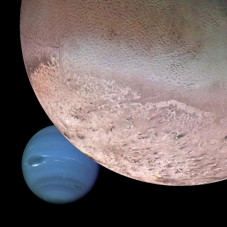 Triton And Neptune Photograph by Nasa/jpl/usgs/science Photo Library