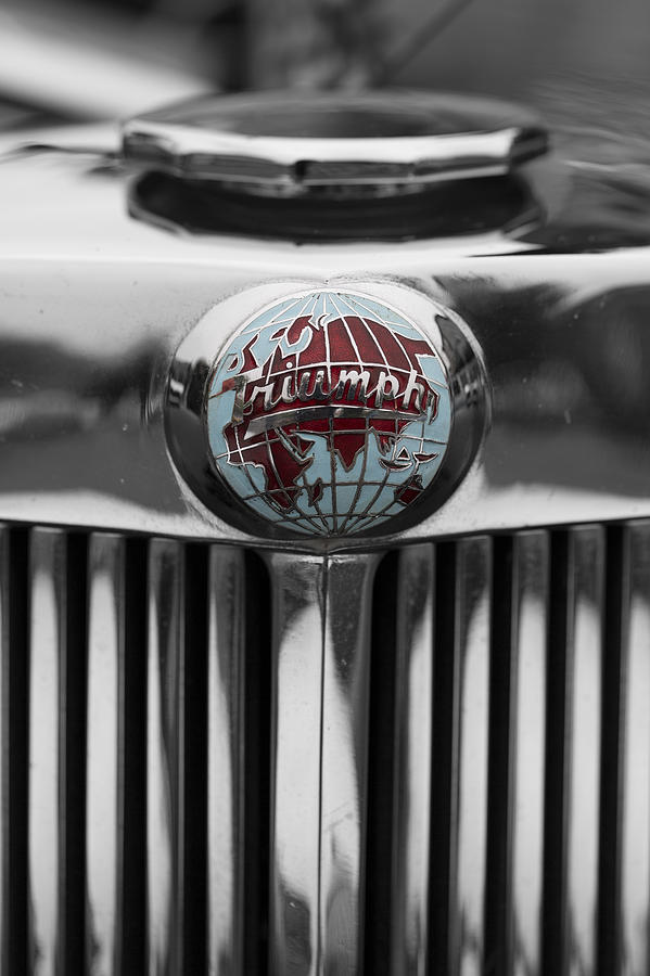 Triumph Roadster Emblem Selective Color Photograph by Scott Campbell