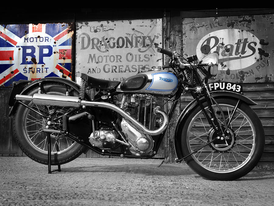 Black And White Photograph - Triumph Tiger 80 1939 by Mark Rogan