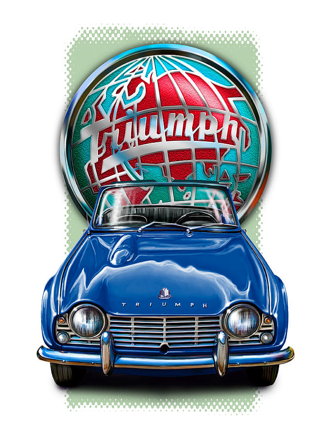 Triumph TR-4 British Sportscar in Blue  Digital Art by David Kyte