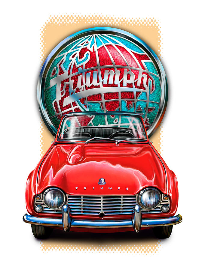 Triumph TR-4 Sportscar in Red Digital Art by David Kyte
