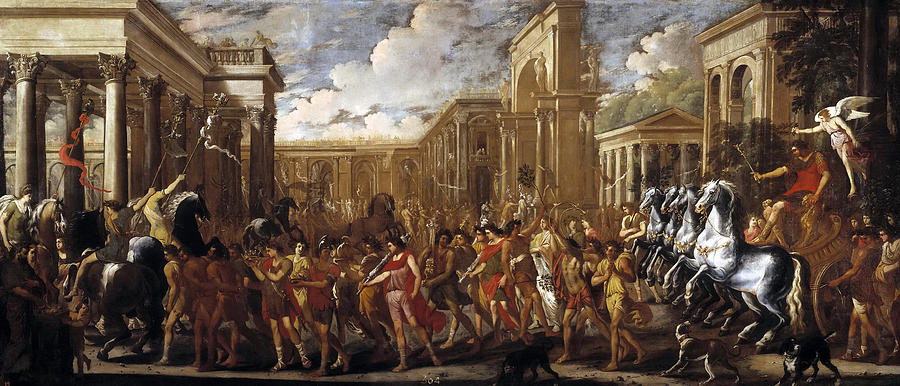 Triumphal entry of Vespasian in Rome Painting by Viviano Codazzi and Domenico Gargiulo
