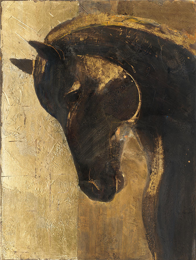 Animal Painting - Trojan Horse II Gold by Albena Hristova Animal Painting - Trojan Horse II Gold by Albena Hristova