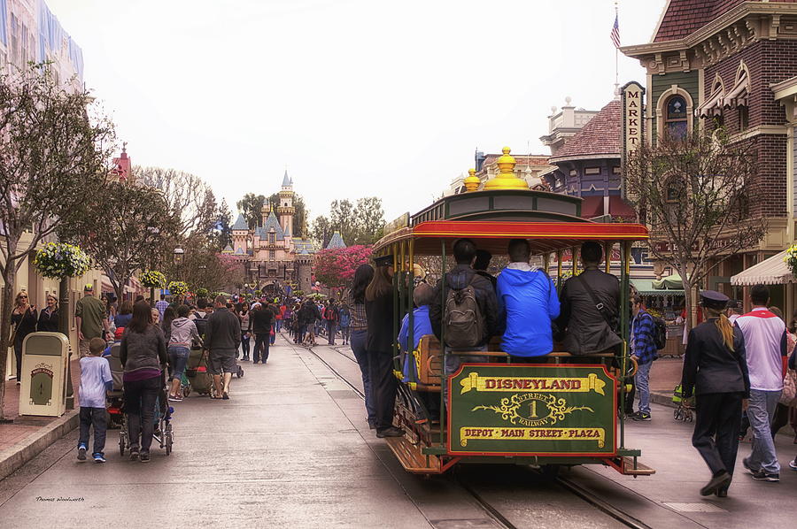 Transportation Photograph - Trolley Car Main Street Disneyland 02 by Thomas Woolworth