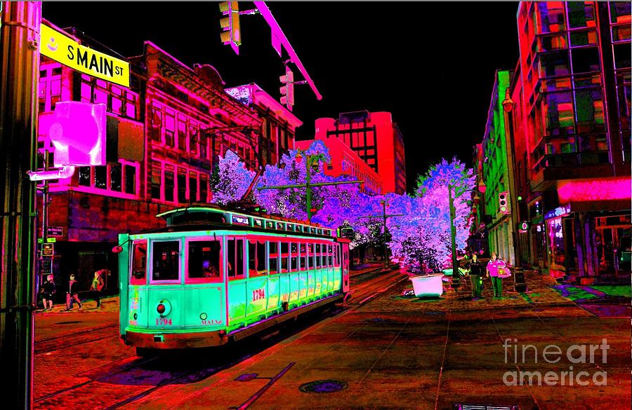 Memphis Photograph - Trolley Night Digital  by D Justin Johns