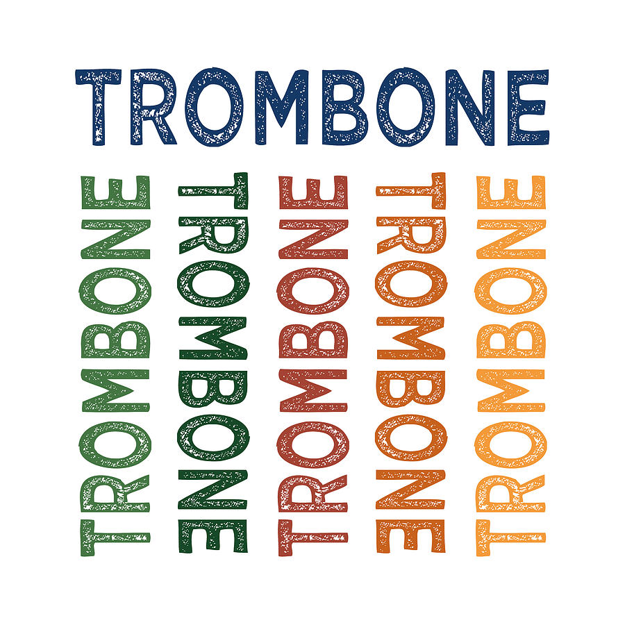 Trombone Digital Art - Trombone Cute Colorful by Flo Karp