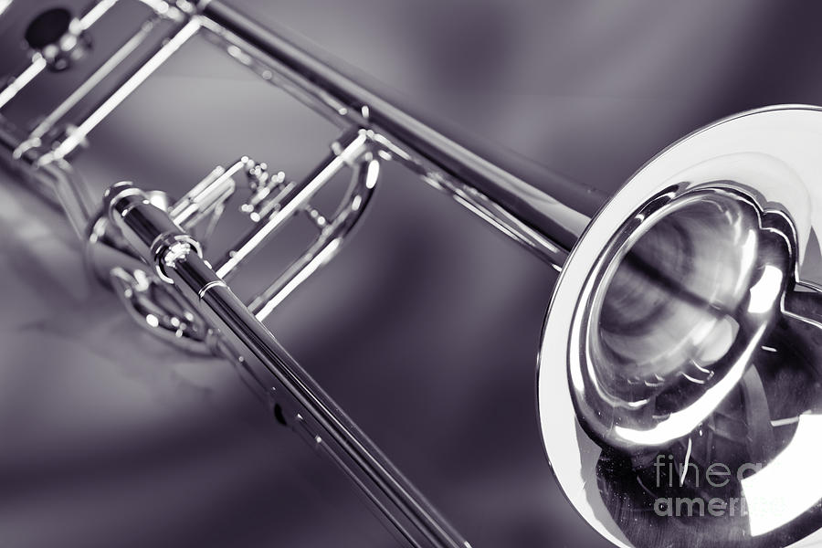Trombone in black and white sepia color 3204.01 Photograph by M K Miller