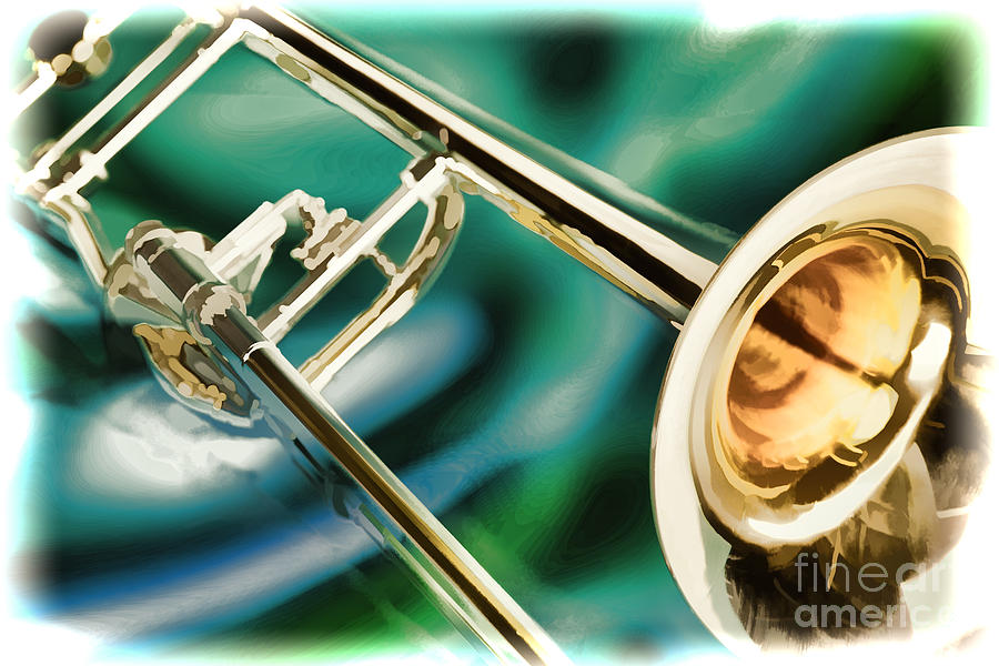 Trombone Painting in Color 3205.02 Painting by M K Miller