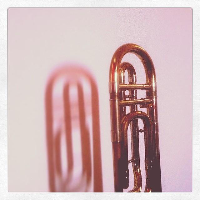 Trombone Photograph - #trombone With #shadow In A #whitewall by Dan Warwick