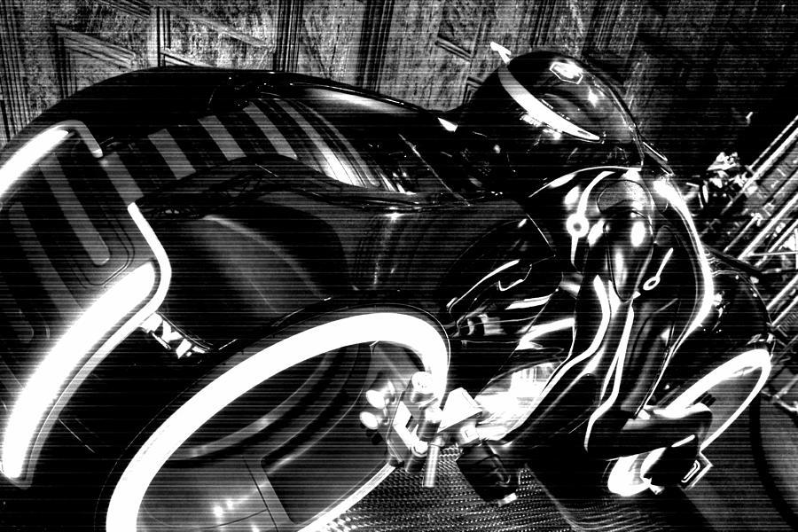 Black And White Photograph - Tron Motor Cycle by Michael Hope