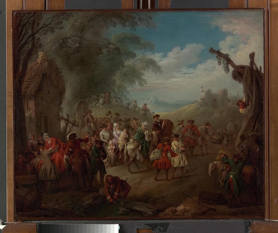 Pater Painting - Troops On The March by Jean-Baptiste Joseph Pater