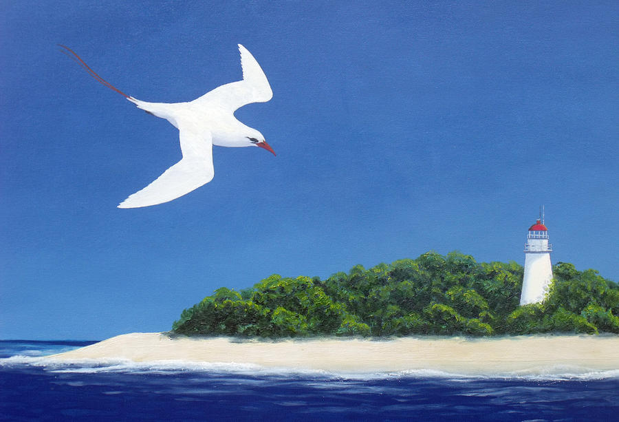 Tropic bird and Light House Painting by David Clode