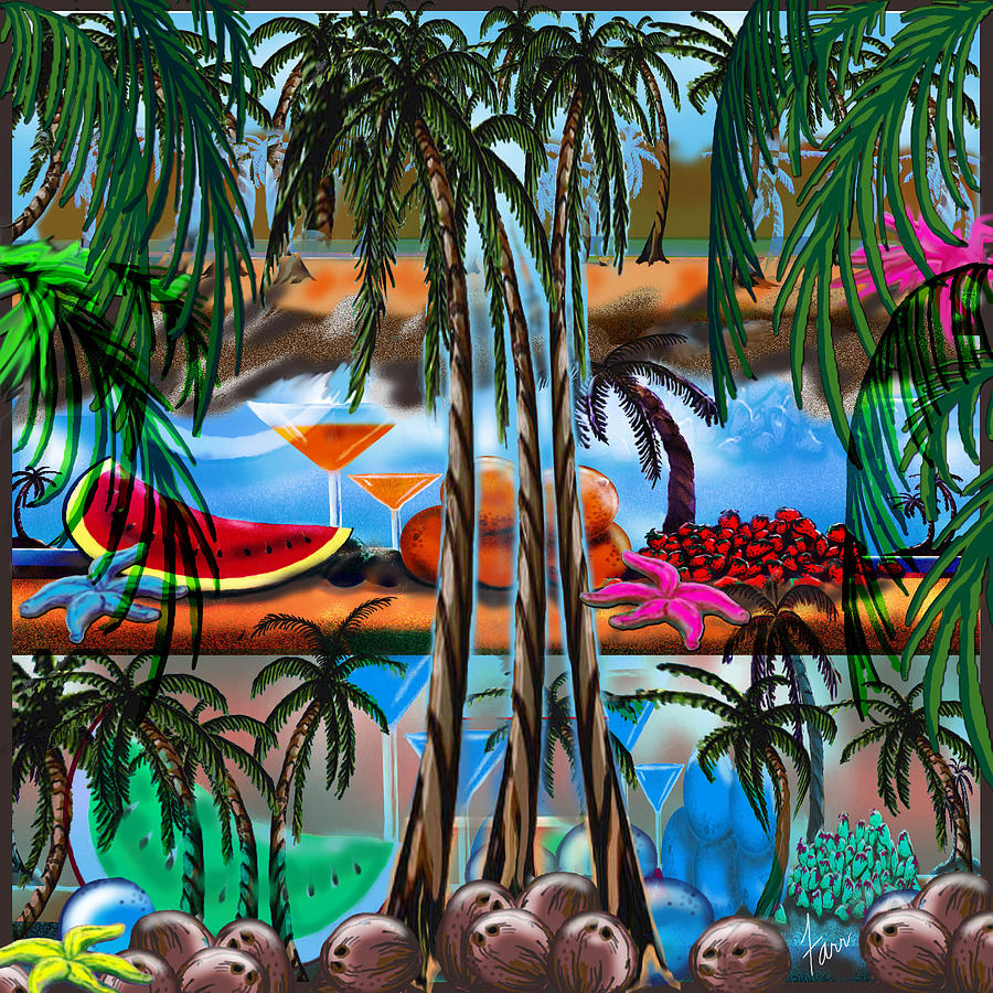 Beach Painting - Tropica5 Coconuts by Steve Farr
