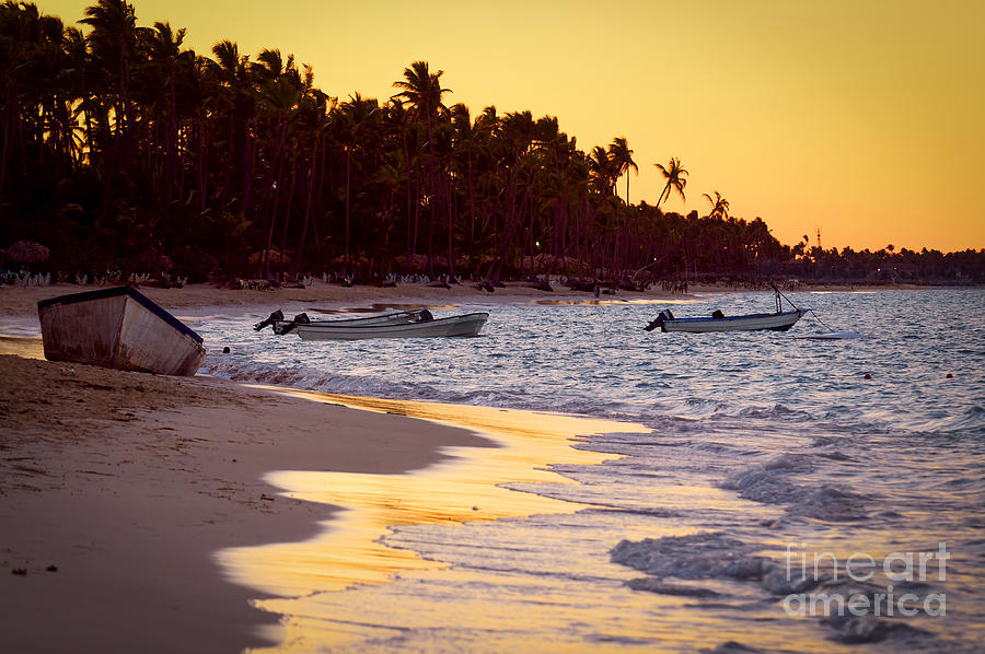 Tropical Beach At Sunset Photograph