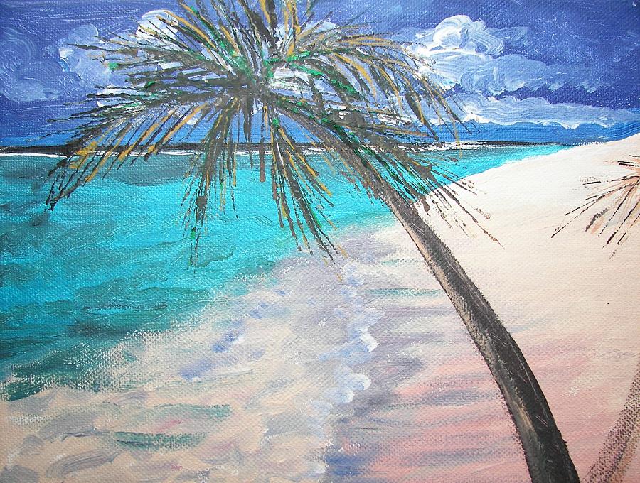 Tropical Beach Painting by Judy Via-Wolff