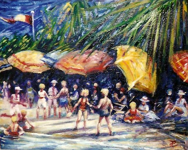 Tropical Beach Painting by Philip Corley