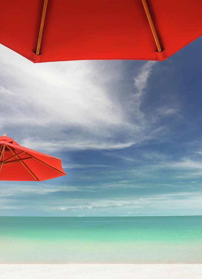 Tropical Beach With Sun Umbrellas Xxxl Photograph by 4fr
