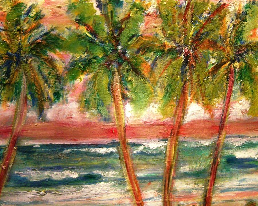 Sunset Painting - Tropical Color with Palm Trees by Patricia Clark Taylor