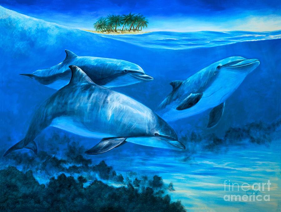 Dolphin Painting - Tropical Dreaming by Johnny Widmer