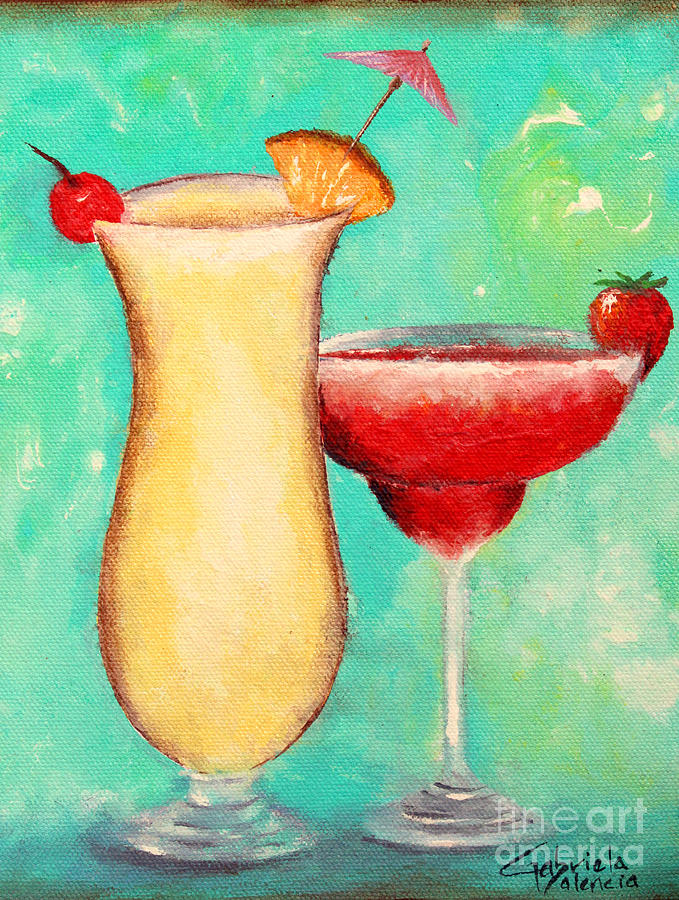 Tropical Drinks Art Painting by Gabriela Valencia