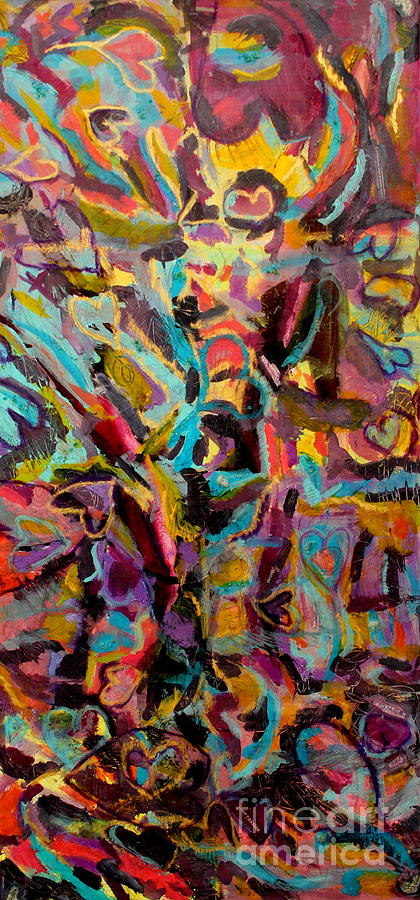Purple Abstract Mixed Media - Tropical Energy by Kelly Athena Purple Abstract Mixed Media - Tropical Energy by Kelly Athena