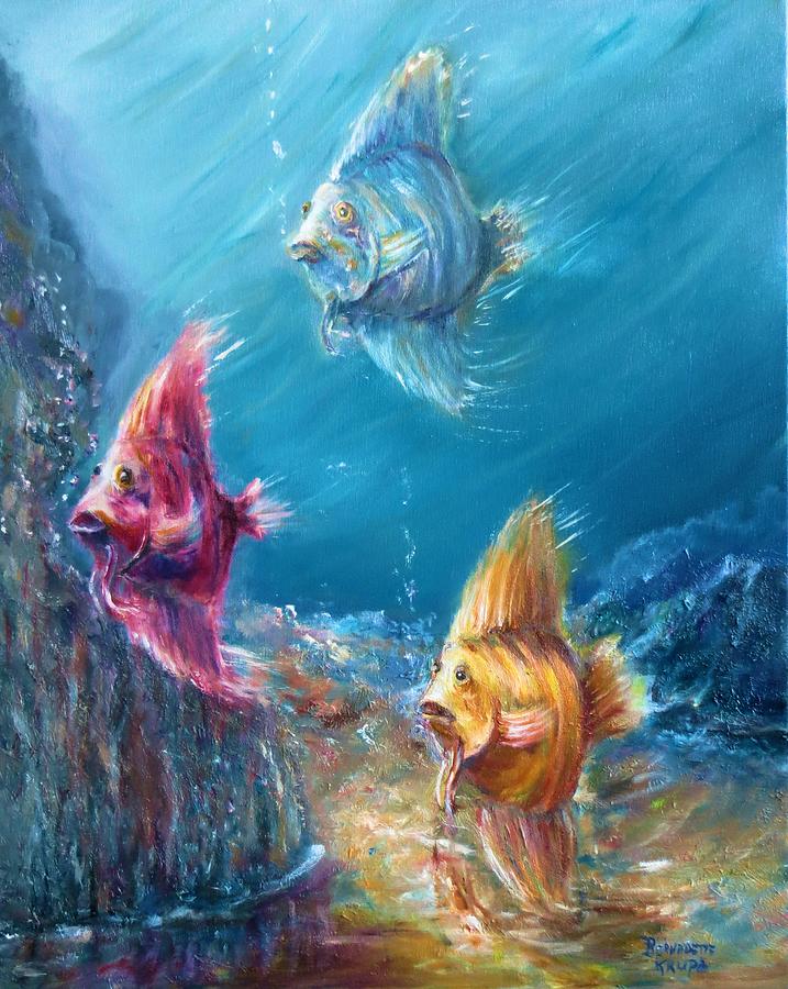 Tropical Fish Array Painting by Bernadette Krupa