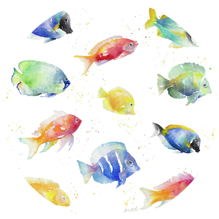 Tropical Painting - Tropical Fish Round by Lanie Loreth