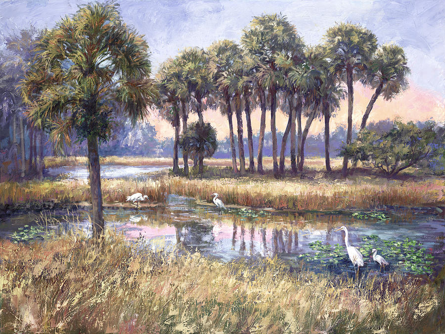 River Painting - Tropical Friends by Laurie Snow Hein