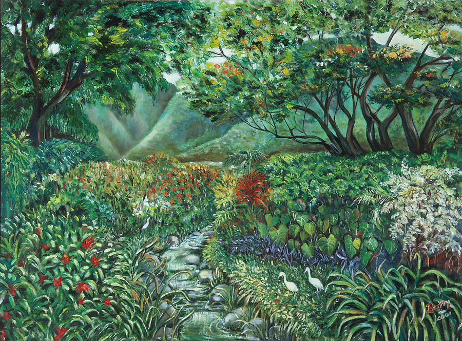 Tropical Garden Painting by Betty Glanville - Fine Art America