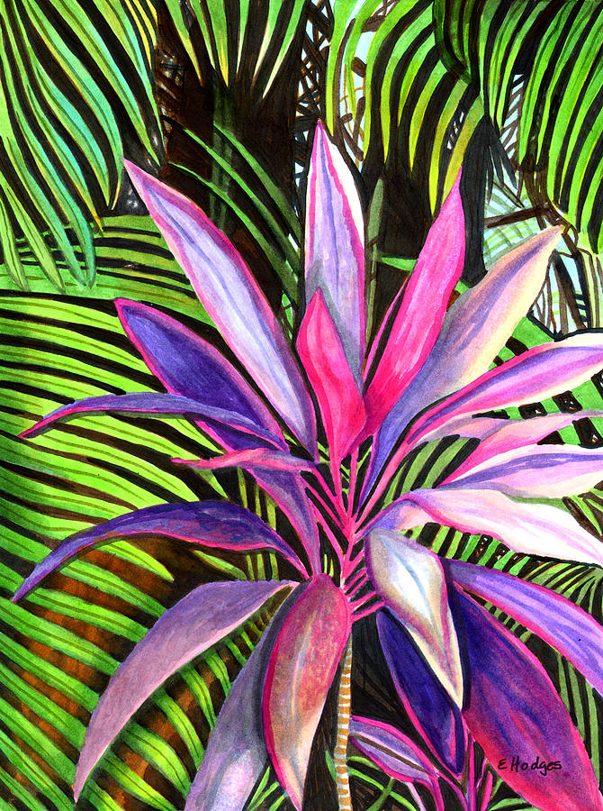 Jungle Painting - Tropical Garden by Elaine Hodges