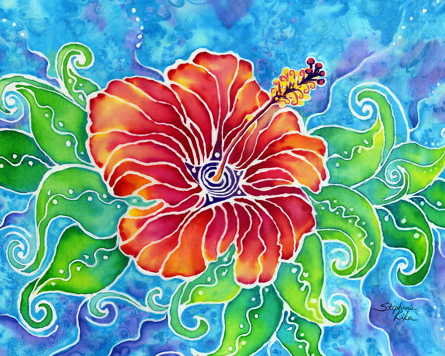 Tropical Hibicus Painting by Stephanie Kiker - Fine Art America