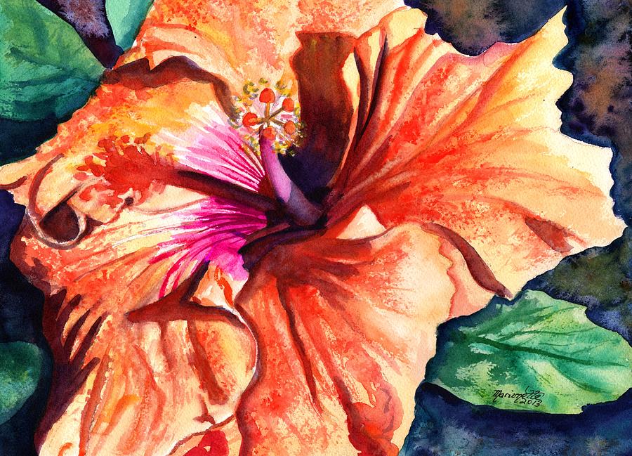 Tropical Hibiscus Painting by Marionette Taboniar
