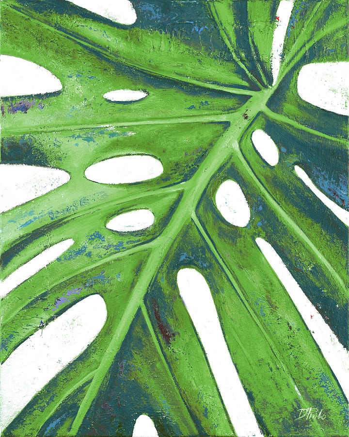 Tropical Painting - Tropical Leaf With Blue I by Patricia Pinto Tropical Painting - Tropical Leaf With Blue I by Patricia Pinto