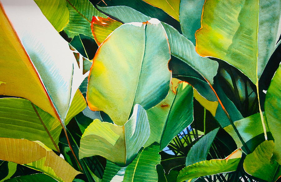 Tropical Leaves Painting by Sarah Bent