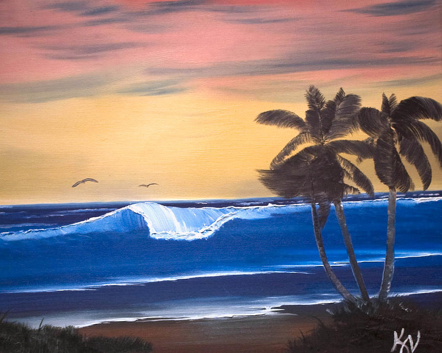 Tropical Ocean Wave Painting by Karen Nicholson