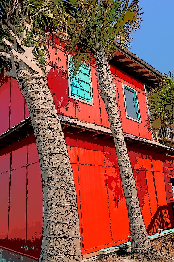 Tropical Orange House Palm Trees - Whoa Now Photograph by Rebecca Korpita