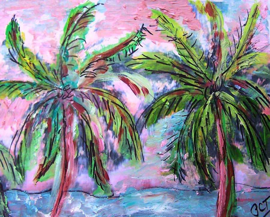 Tropical Palm Sketch Painting by Patricia Clark Taylor - Fine Art America