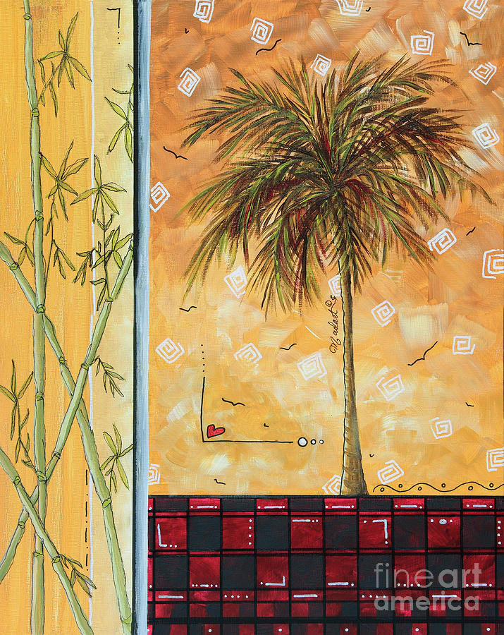 Tropical Palm Tree Coastal Decorative Art Original Painting TROPICAL BREEEZE II by MADART Studios Painting by Megan Aroon