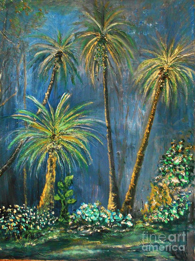 Unique Painting - Tropical Palms in Paradise by Rhonda Lee