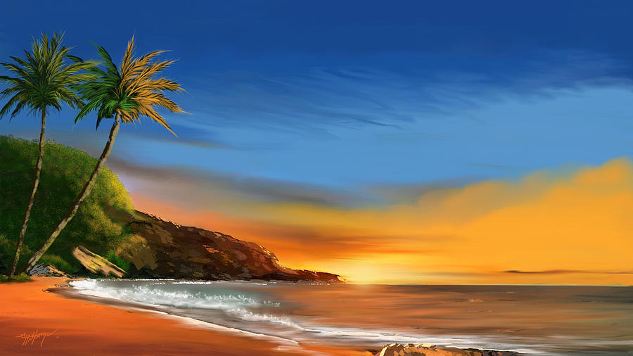 Sunset Digital Art - Tropical paradise by Anthony Fishburne