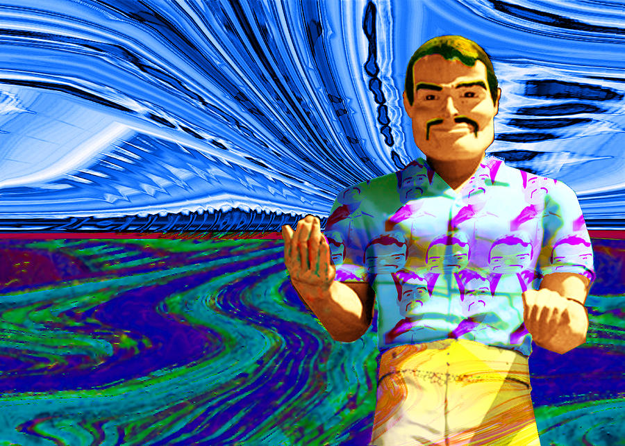 Cool Digital Art - Tropical Paradise Muffler Man by Del Gaizo
